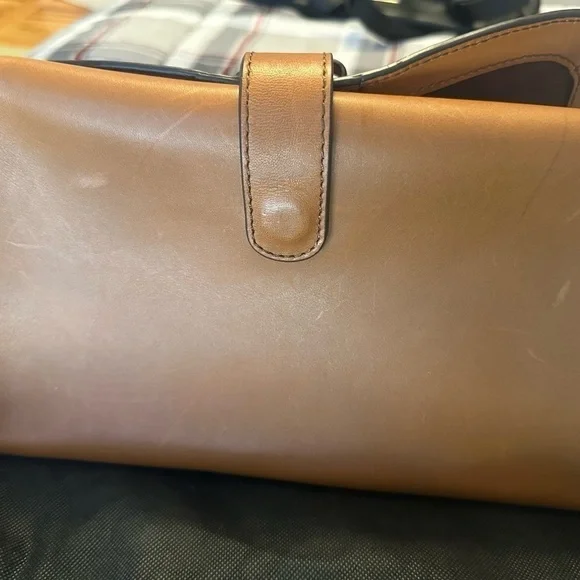 LL Bean Signature Tan Leather Shoulder Bag Braided Strap - Picture 6 of 6